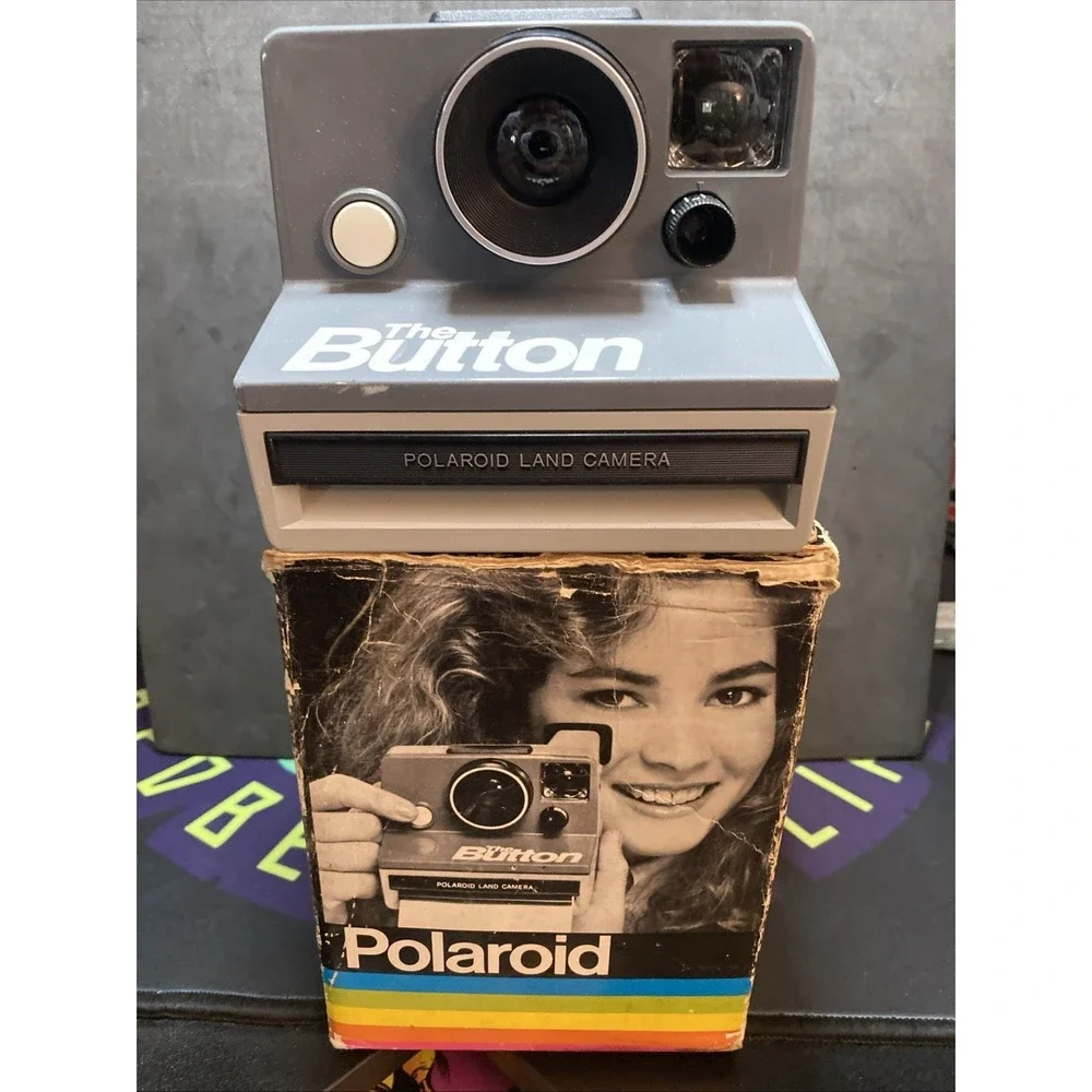 Vintage Polaroid The Button with box Instant Camera And Instructions Nice D1